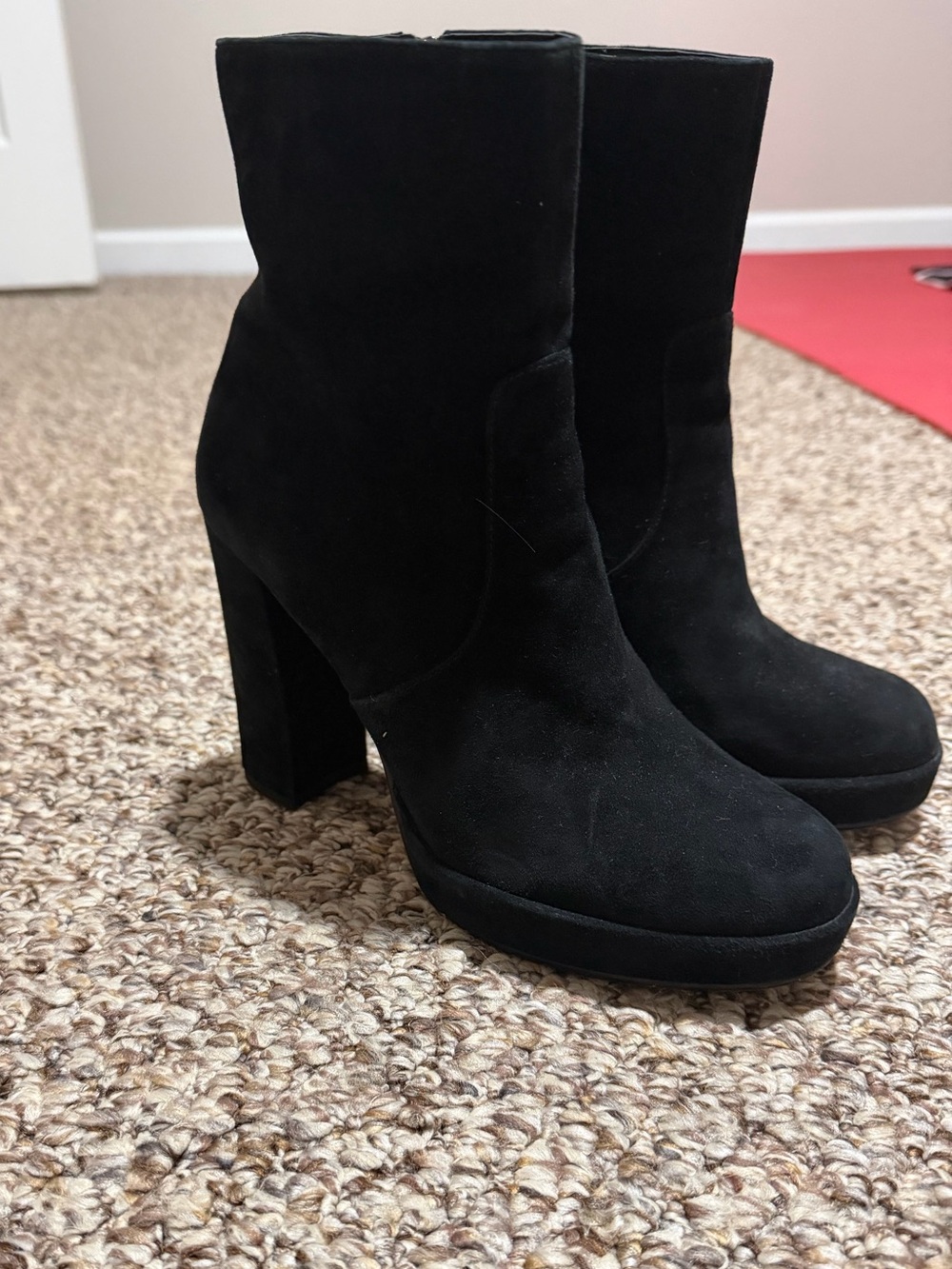 Vince Camuto Black Suede Block Heel Ankle Boots